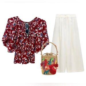 Vacation 100%Bohemian cotton butterfly sleeve top Xs pit 18” l 28”